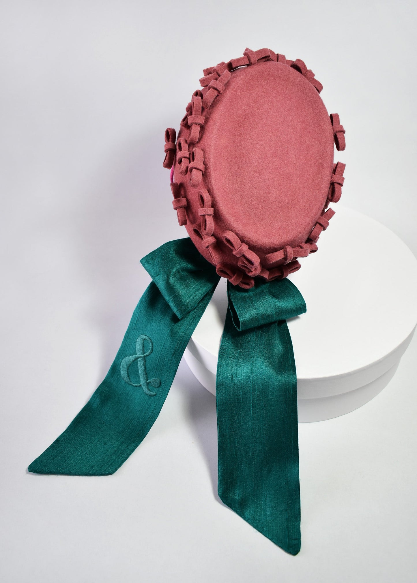 Rose Wool Felt Pillbox Hat