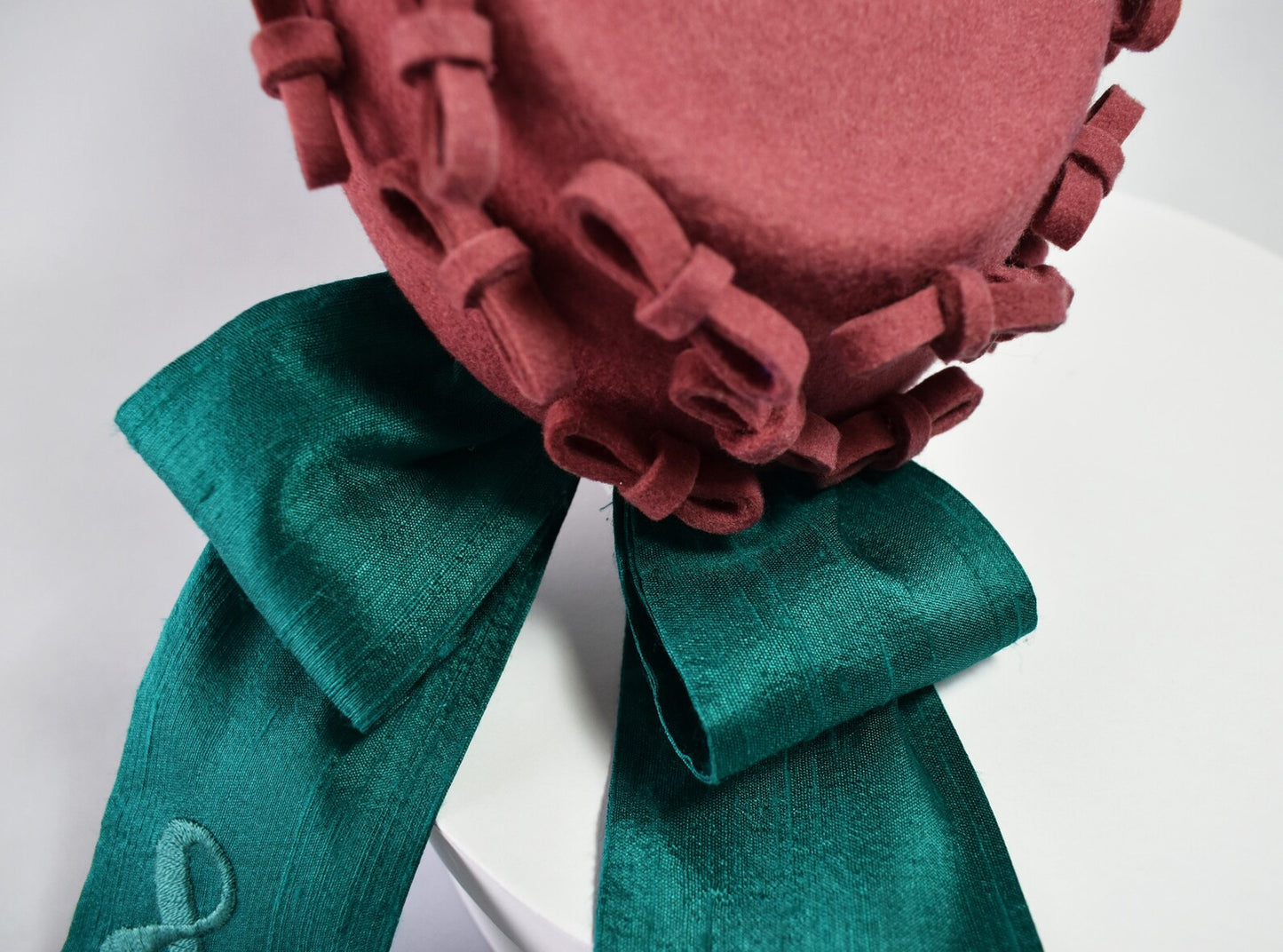 Rose Wool Felt Pillbox Hat
