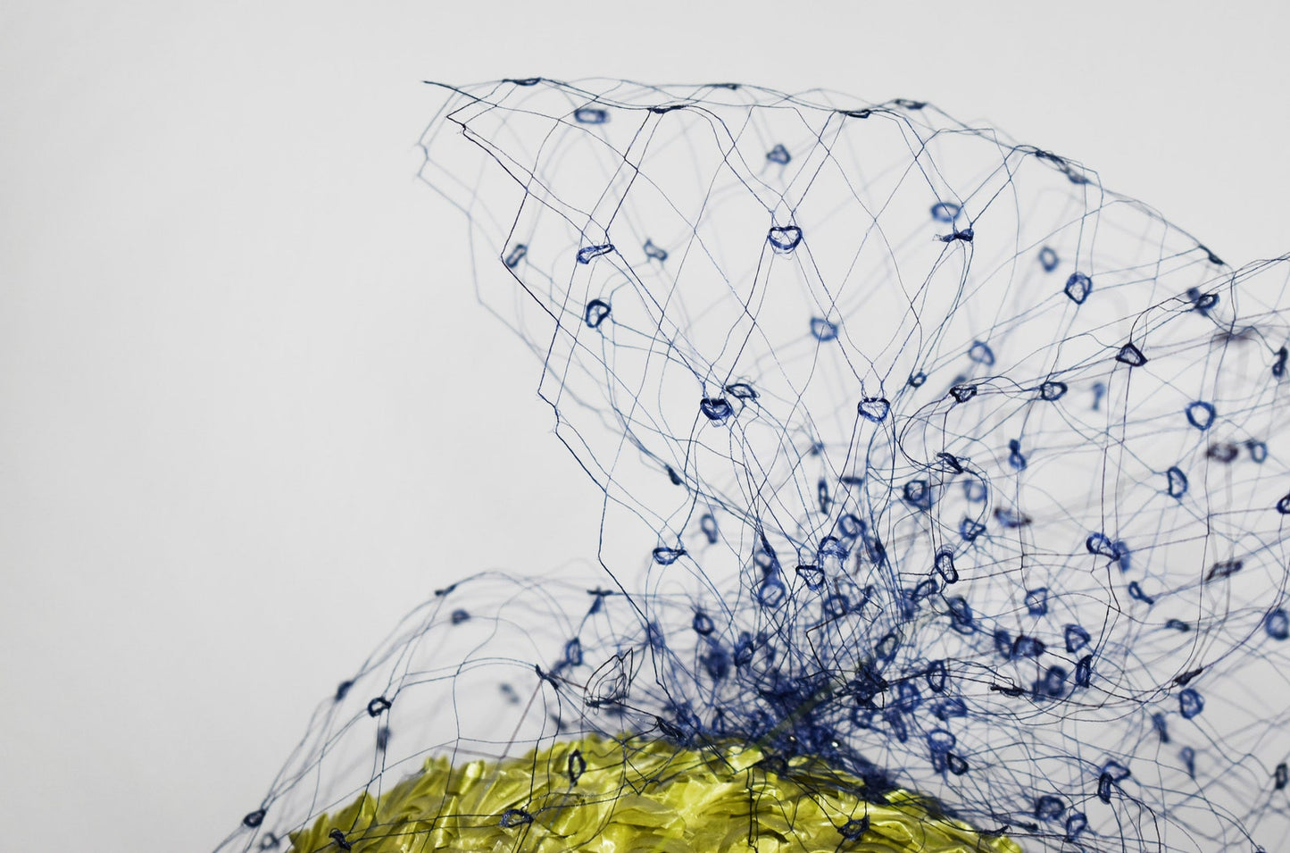 Lime Raffia Braid Hat with vintage Veil