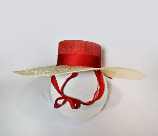 Sisal and Sinamay Straw Boater Hat
