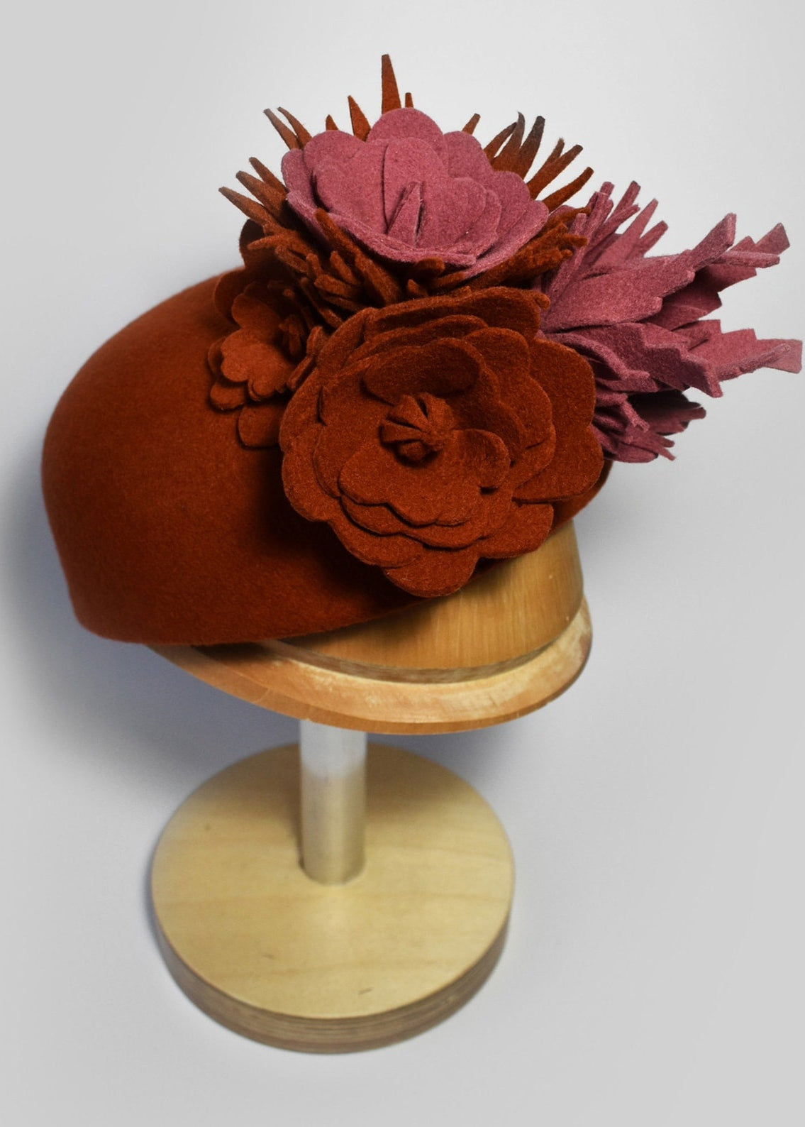 Wool Felt Hat with Flowers