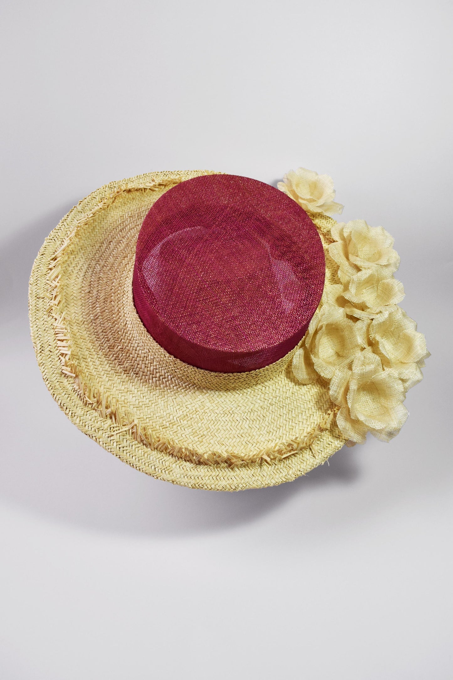 Straw Floral Boater Hat