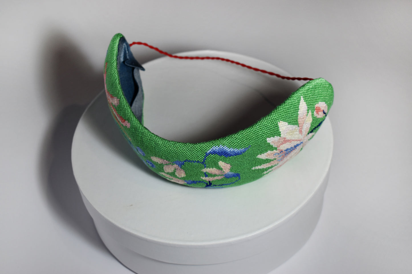 Green Hand-embroidered Headpiece