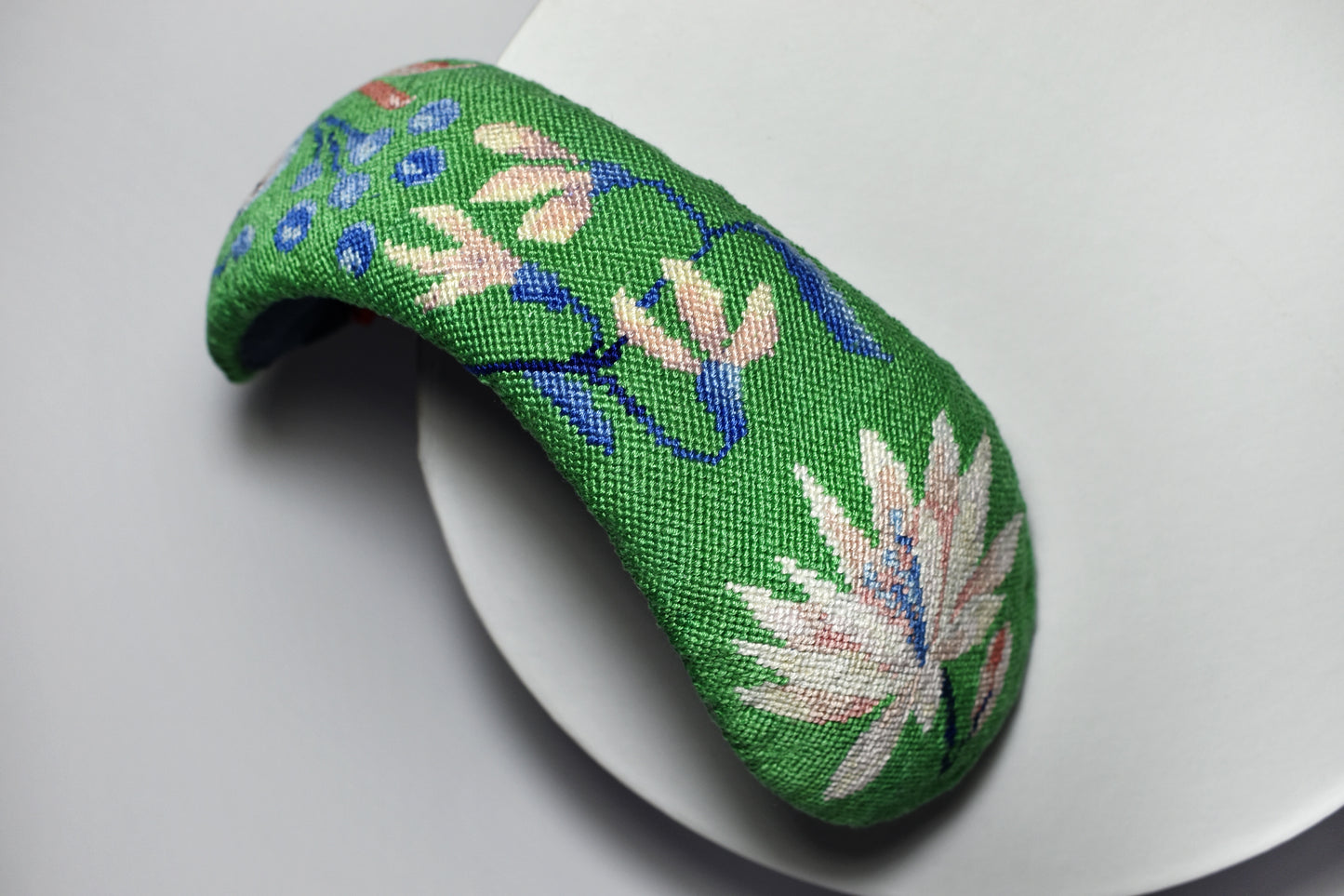 Green Hand-embroidered Headpiece