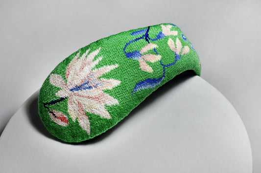 Green Hand-embroidered Headpiece