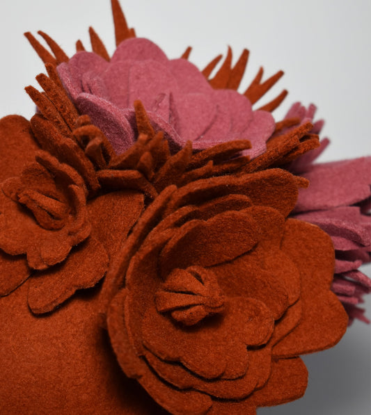 Wool Felt Hat with Flowers